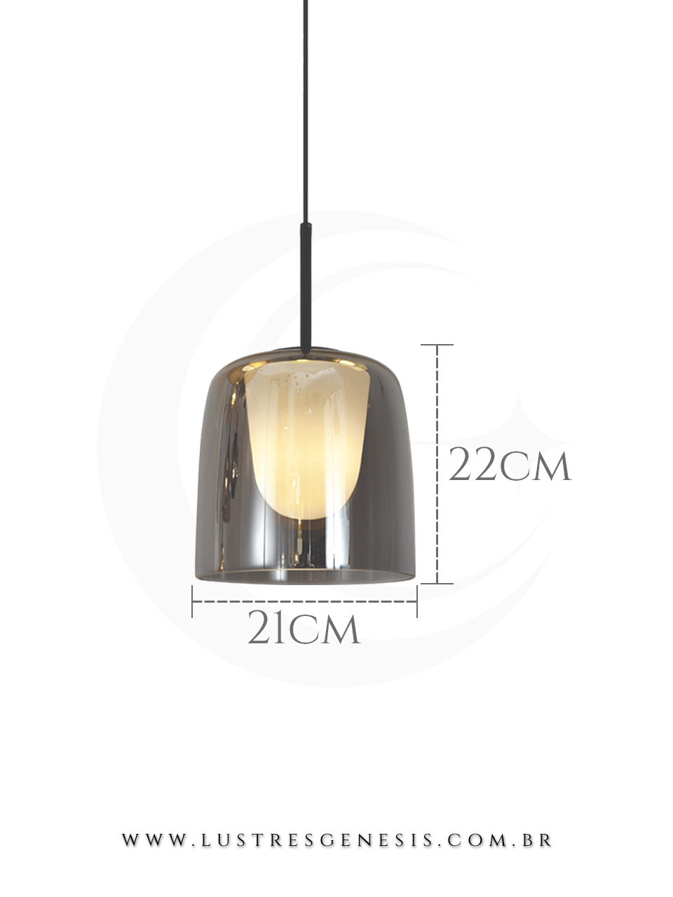 Pendente Moderno Metal Preto Vidro Fume, âmbar, conhaque ou verde E27 20x35cm, Cabeceira de Cama, Lavabo, Balcao de cozinha
